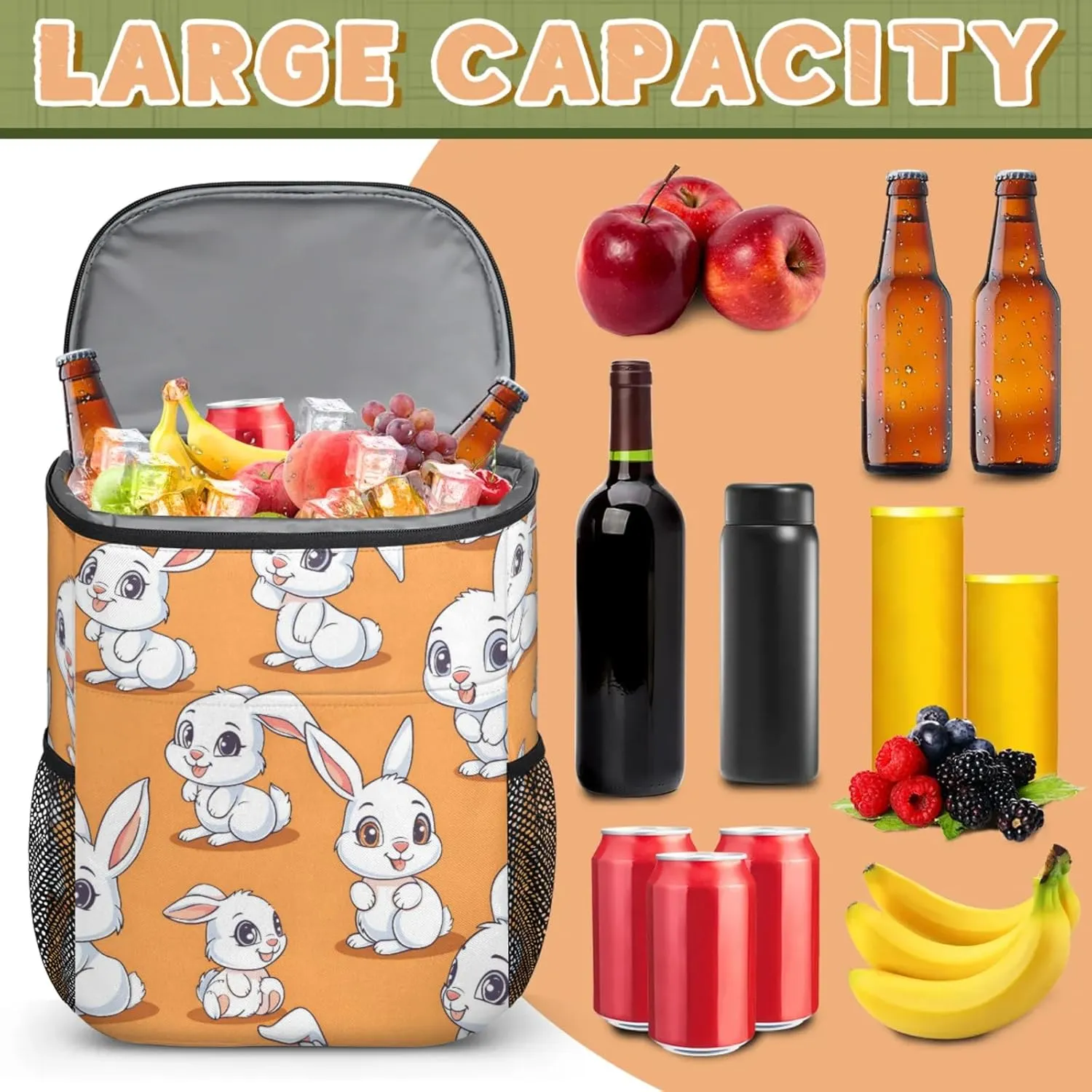Large Waterproof Insulated Cooler Backpack, Leak Proof Cooler Backpack for Camping, Picnic Travel Outdoor