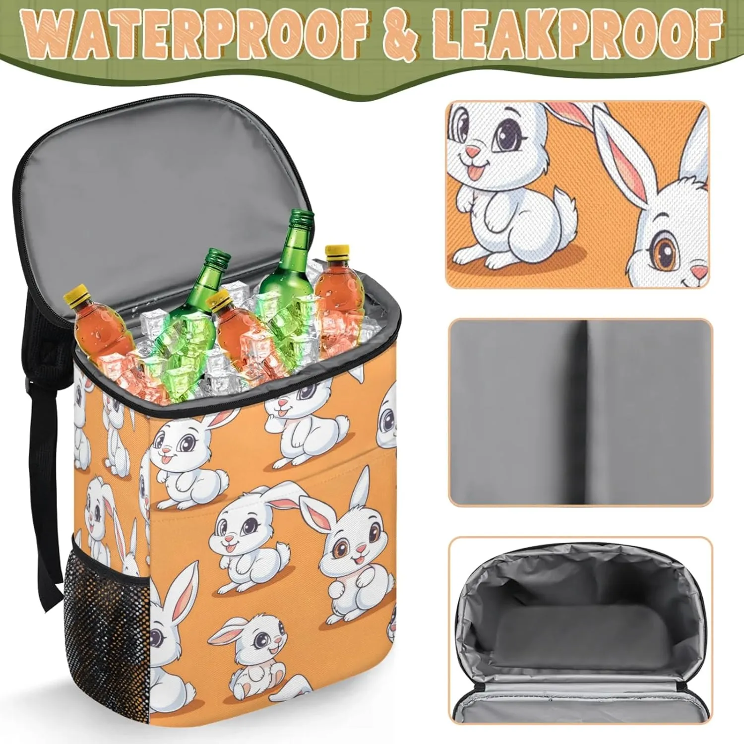 Large Waterproof Insulated Cooler Backpack, Leak Proof Cooler Backpack for Camping, Picnic Travel Outdoor
