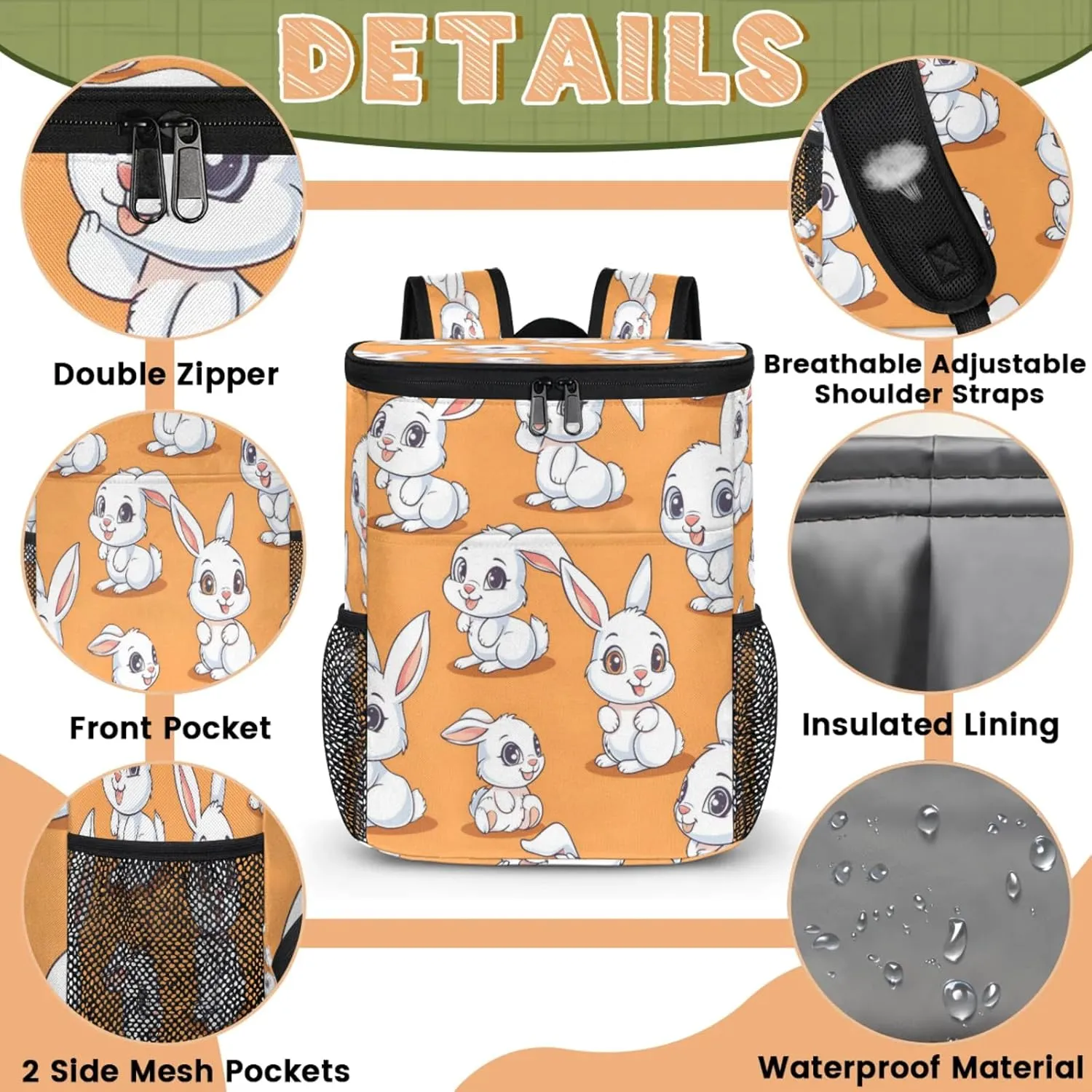 Large Waterproof Insulated Cooler Backpack, Leak Proof Cooler Backpack for Camping, Picnic Travel Outdoor