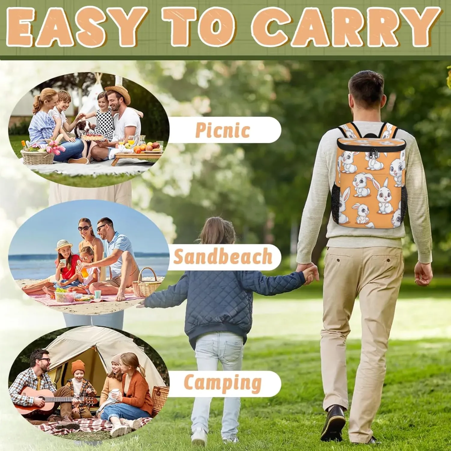 Large Waterproof Insulated Cooler Backpack, Leak Proof Cooler Backpack for Camping, Picnic Travel Outdoor