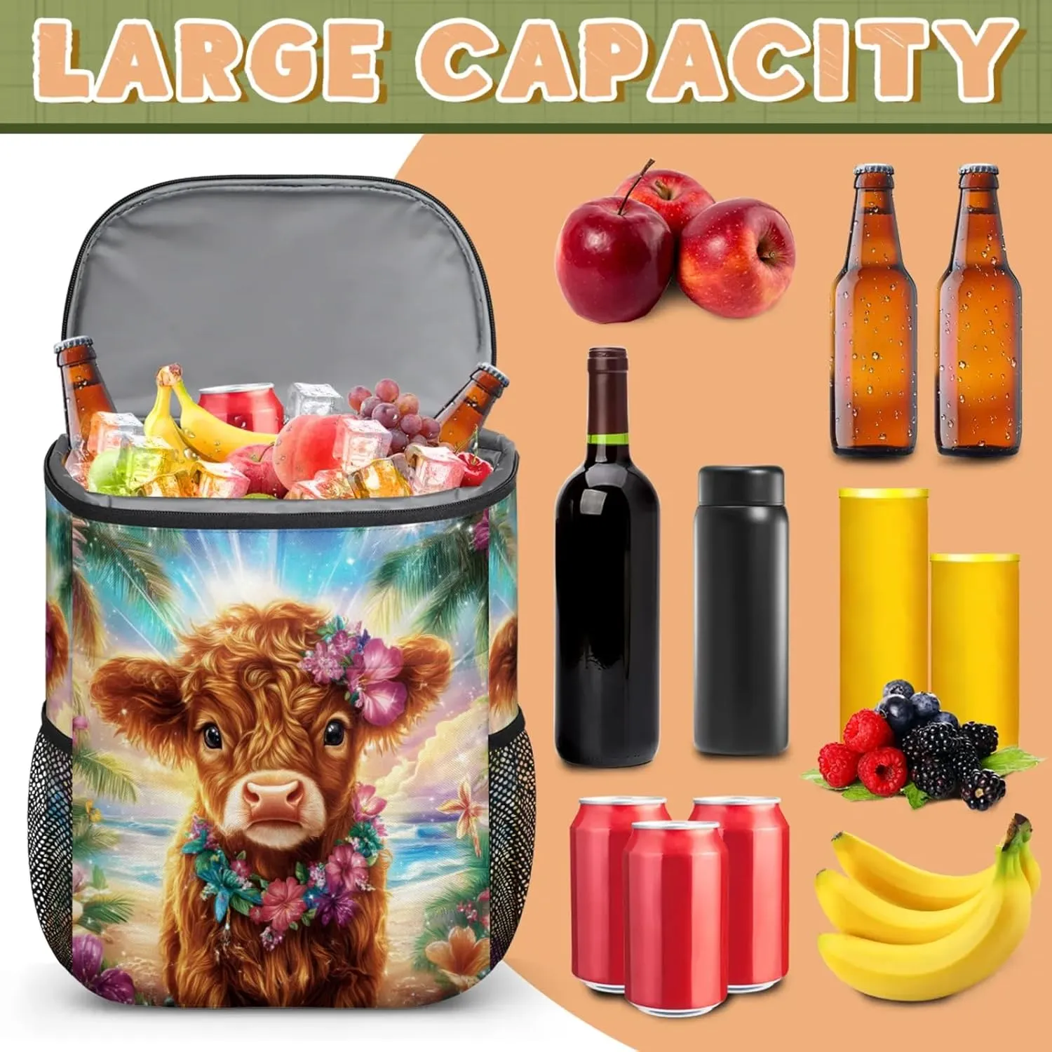 Large Waterproof Insulated Cooler Backpack, Leak Proof Cooler Backpack for Camping, Picnic Travel Outdoor