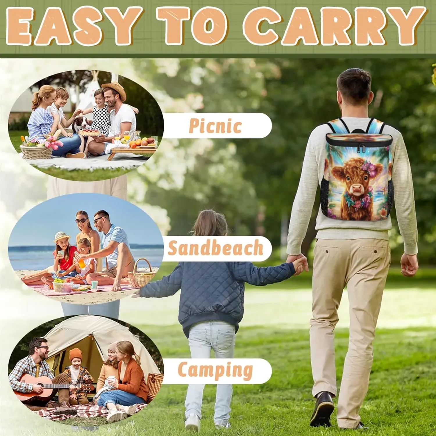 Large Waterproof Insulated Cooler Backpack, Leak Proof Cooler Backpack for Camping, Picnic Travel Outdoor