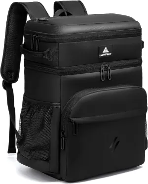 Laripwit Picnic Backpack Cooler Bag - 54 Cans Black Insulated Leak-Proof Lunch Backpack With Cooler Compartment, Large Double Deck Soft Bag for Beach, Camping, Travel