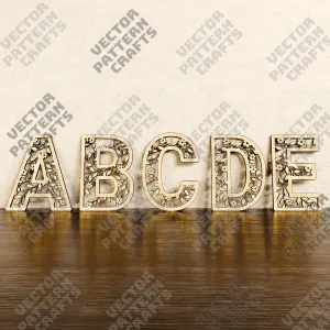 Laser cut flowers alphabet letters svg file
