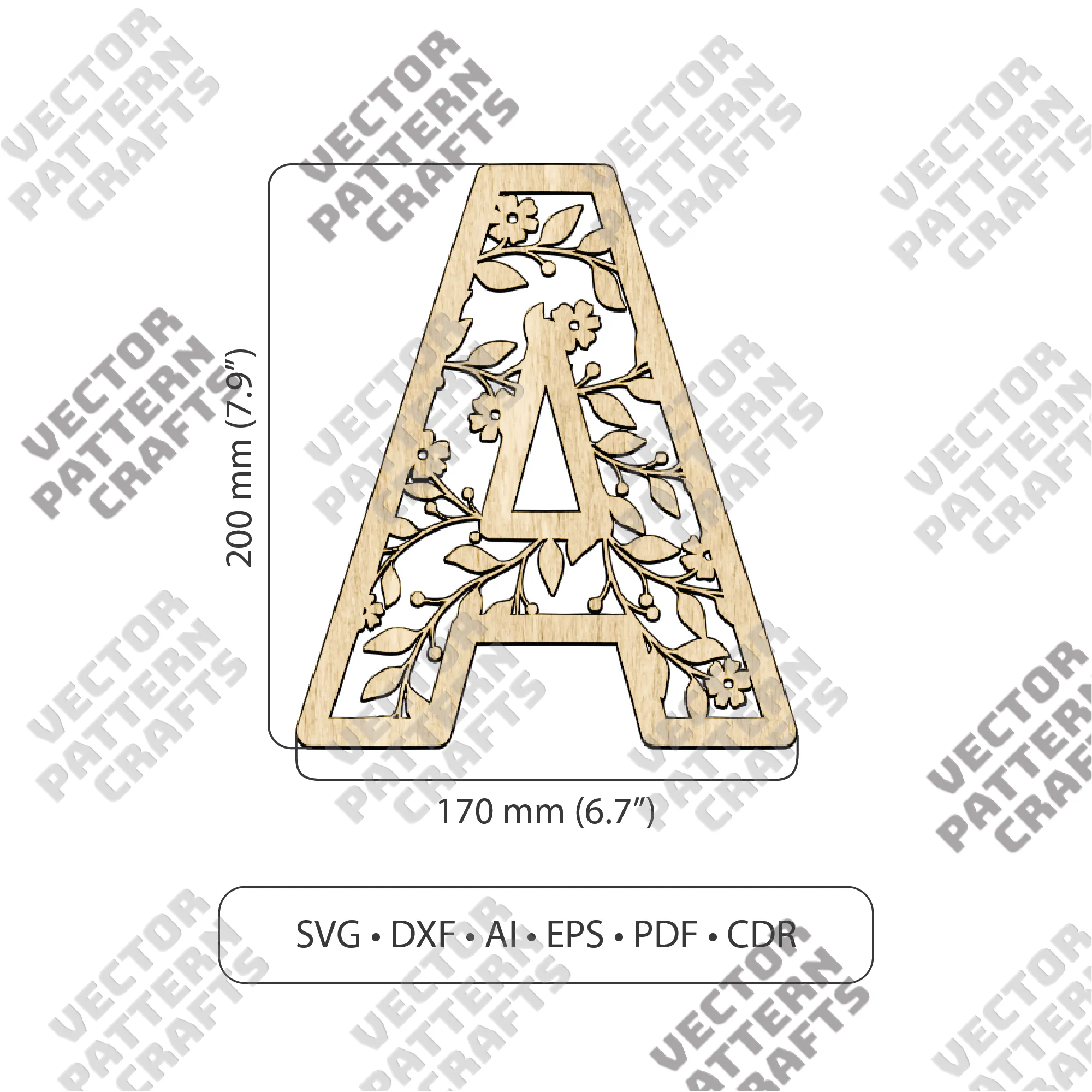 Laser cut flowers alphabet letters svg file