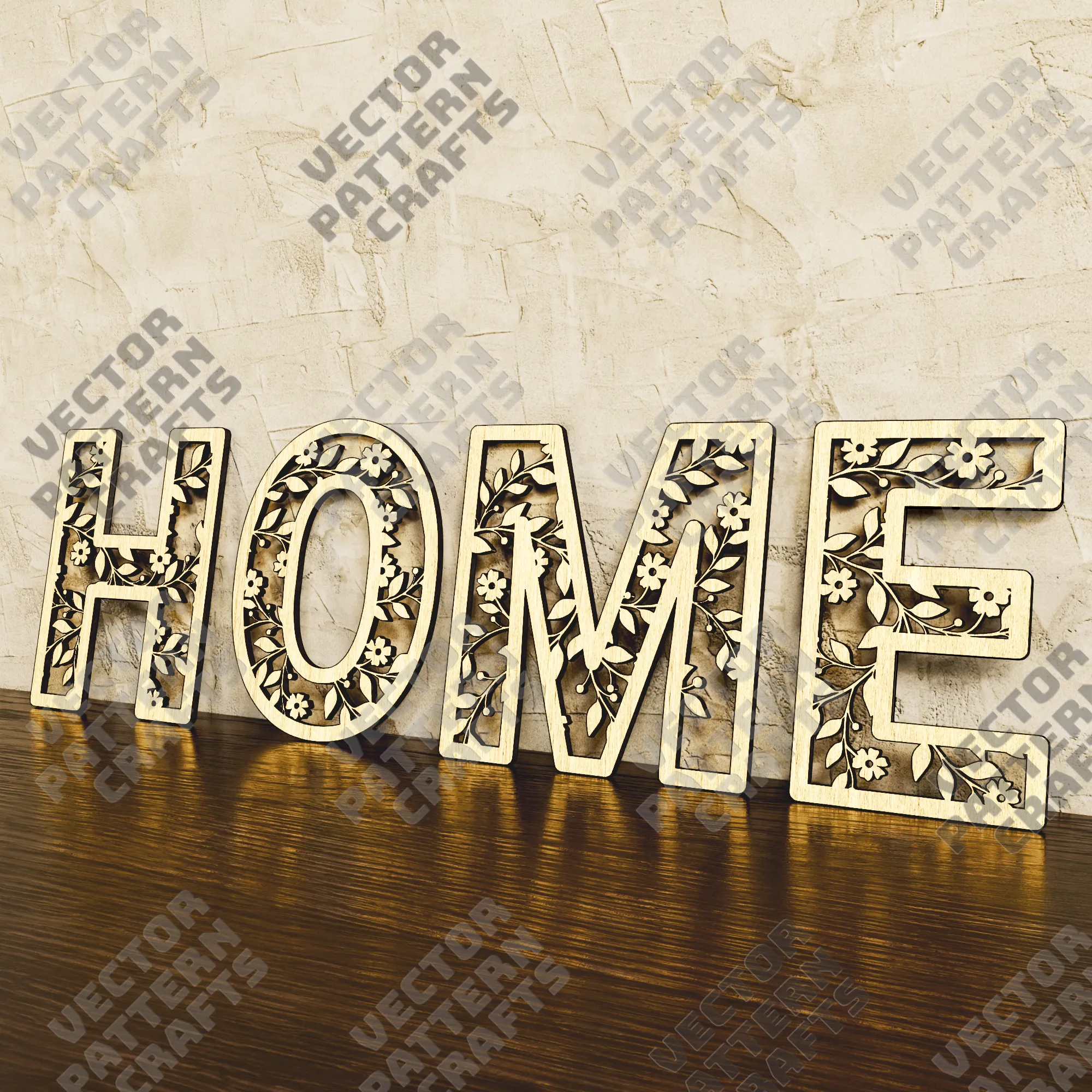 Laser cut flowers alphabet letters svg file