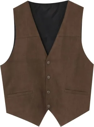 LCMTWX Black Vest Men V Neck Pocket Retro Color Vest Blouse With Button Utility Vest Men Mens Blazer Men Tux Chaleco Para
