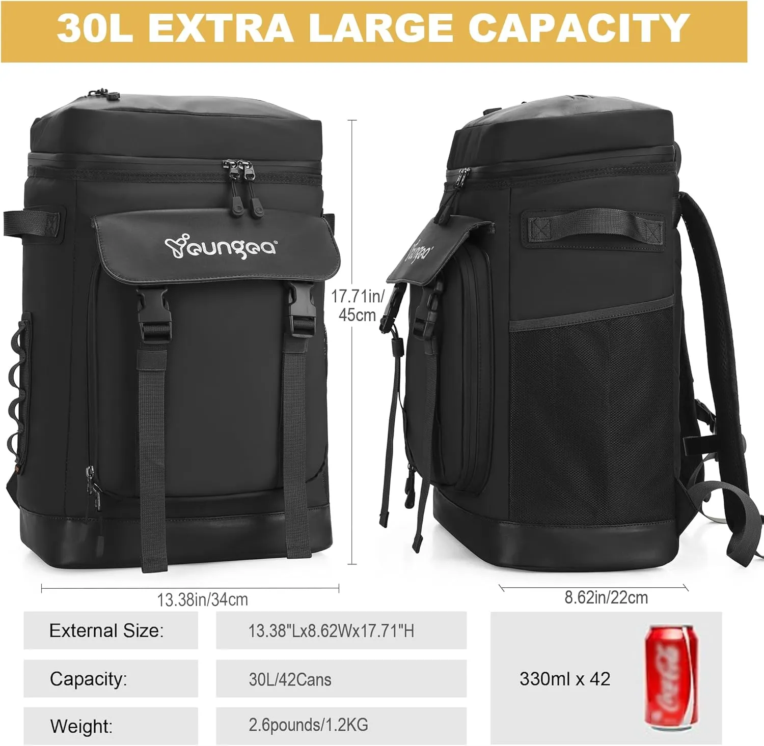 Leakproof Insulated Cooler Backpack for Men, Waterproof Backpack Cooler for Beach, Outdoor, 30L Large Capacity, Leak Proof