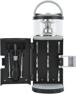 LED Camping Lantern Lightweight Durable Multifunctional Screwdriver Tool Kit with Ergonomic Handle for Outdoor Camping Emergency ABS Material 332g 11 Accessories