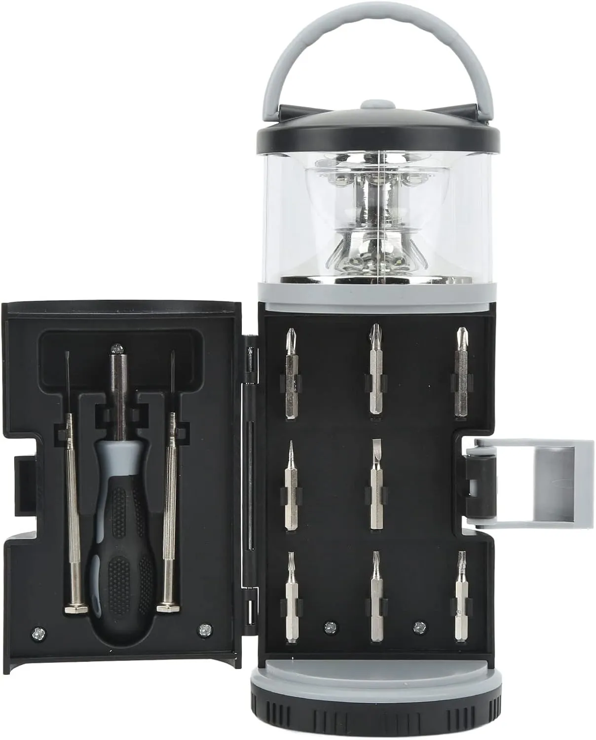 LED Camping Lantern Lightweight Durable Multifunctional Screwdriver Tool Kit with Ergonomic Handle for Outdoor Camping Emergency ABS Material 332g 11 Accessories