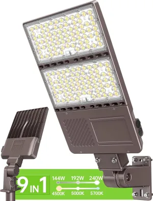 LED Parking Lot Light 240W 192W 144W Adjustable 4500K 5000K 5700K Tunable Up to 48000LM Photocell LED Shoebox Fixture Flood Pole Light Outdoor Field Lighting AC 100-277V