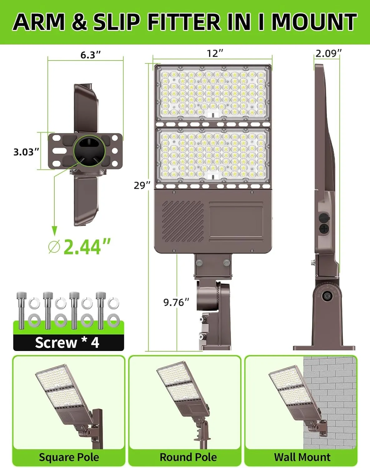 LED Parking Lot Light 240W 192W 144W Adjustable 4500K 5000K 5700K Tunable Up to 48000LM Photocell LED Shoebox Fixture Flood Pole Light Outdoor Field Lighting AC 100-277V