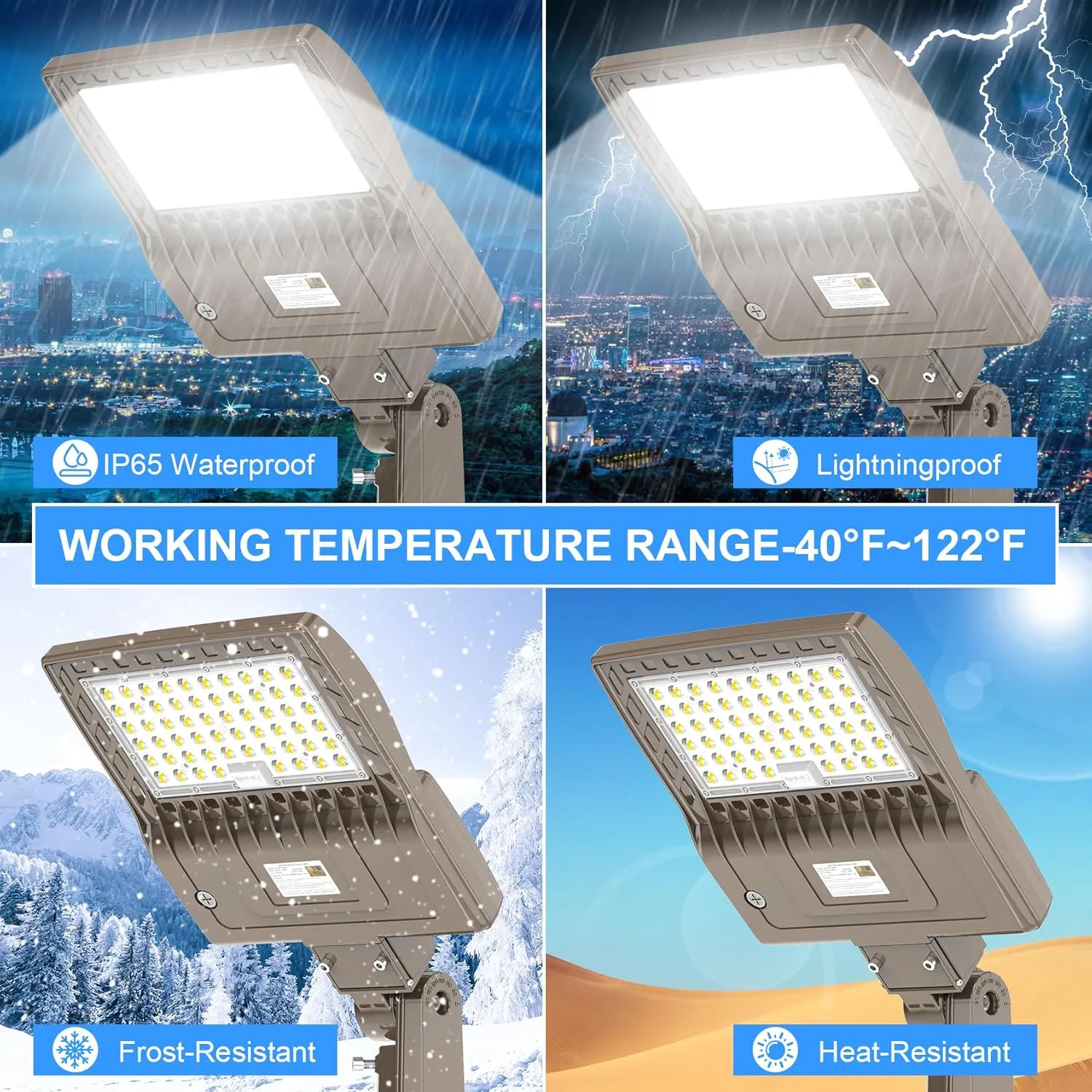 LED Parking Lot Lights 240W 33600LM LED Shoebox Pole Lights Fixture (800W HID/HPS Replacement) 5000K IP65 AC100-277V UL Listed Outdoor Area Street Security Lighting for Stadium Roadways