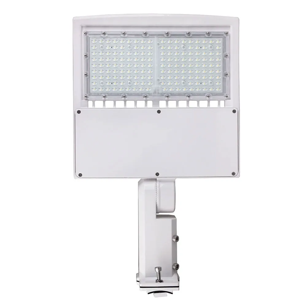 LED Pole Light with Dusk to Dawn Photocell, 150W/120W/100W Wattage Adjustable, 5700K, Universal Mount (Adjustable Slip Fitter   Wall Mount), White, IP65 Waterproof, AC120-277V, Gen14B, LED Parking Lot Lights - Outdoor Commercial Area Street Lighting