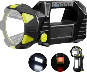 LED Spotlight, 10000 Lumens Rechargeable Flashlight, 90° Rotate, 8 Modes with Cob& Tail Light, IPX5 Waterproof,4800mAh Battery, Handheld Flashlight for Camping, Emergency