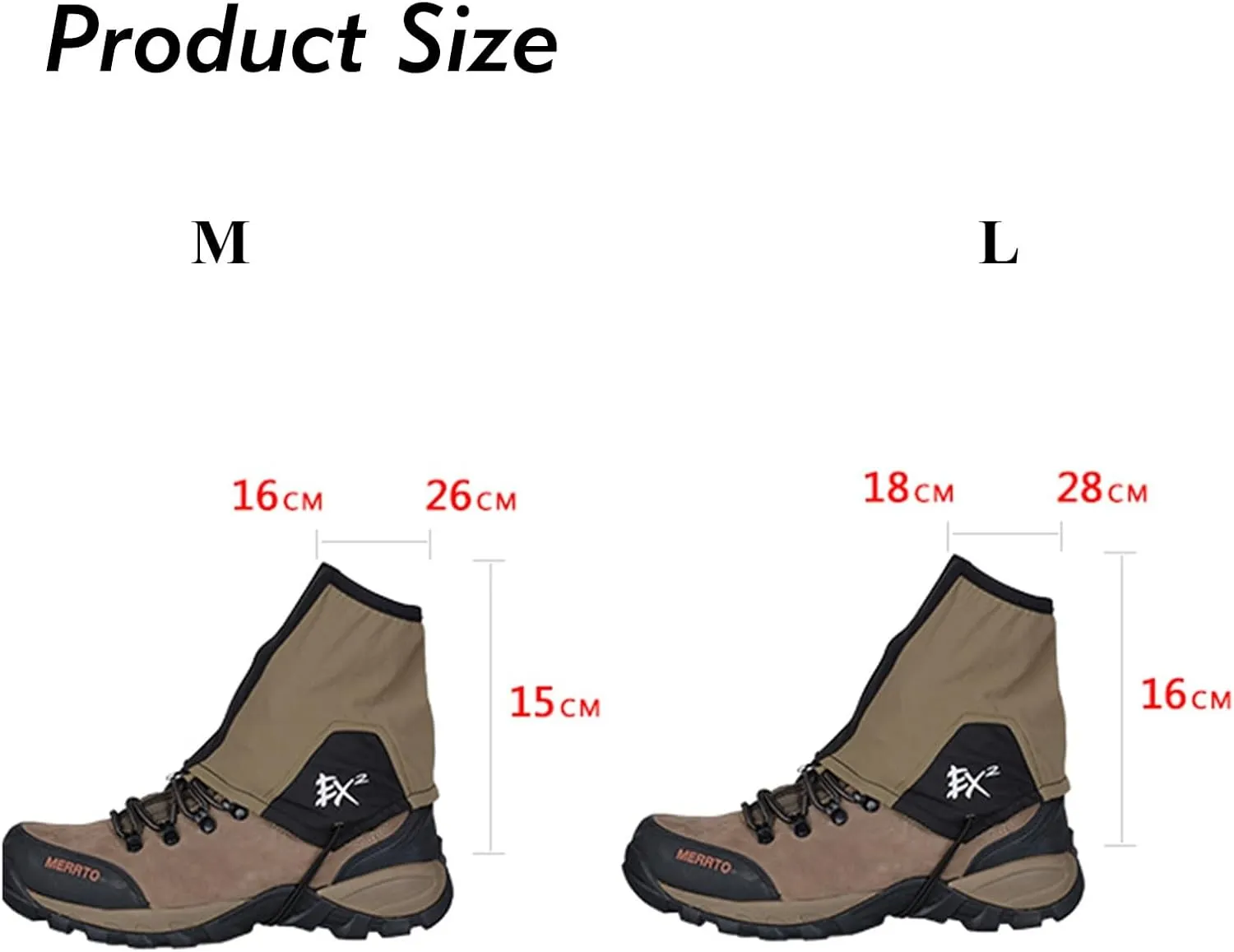 Leg Gaiters,Outdoor Gaiters,Short Waterproof Hiking Gaiters,Khaki Durable Gaiters,Adjustable Size Gaiters(1 Pair)