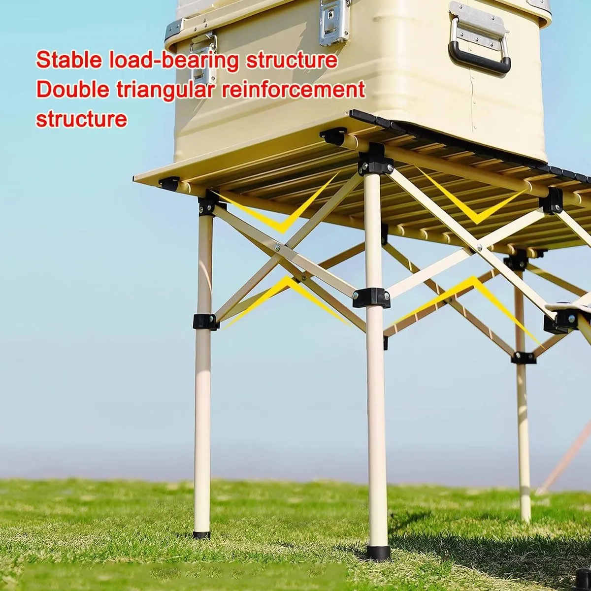 LEIYTFE Small Folding Table Sturdy Aluminum Camping Tables Lightweight Square with Carry Bag,2-4 People Roll Up Camp Table for Picnic, Backyards, BBQ(White,Table)