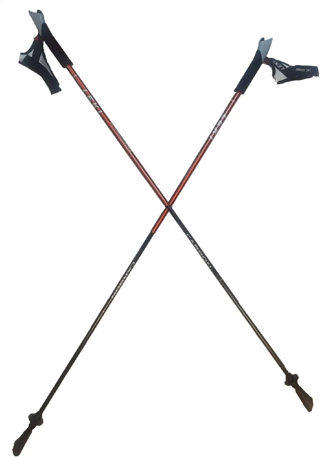 LEKI Nordic Walking Ultra Carbon Alpine Trekking Poles 115cm/46in Orange