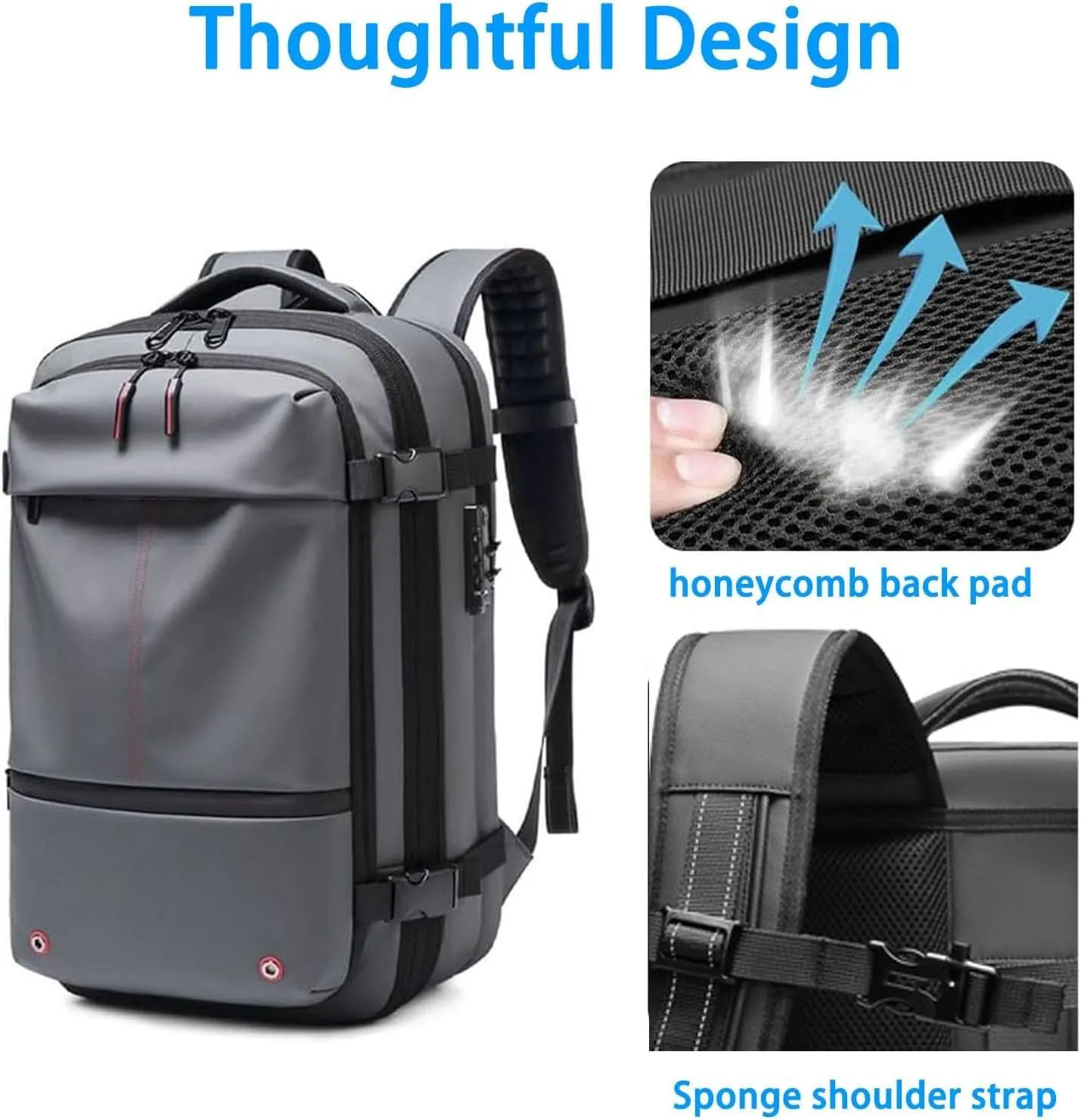 LELEBEAR Go Trend Mart Backpack, Vacpack Backpack Travel, 60L Expandable Travel Backpack Waterproof Vacuum Compression Bag (Gray   Vacuum Pump)