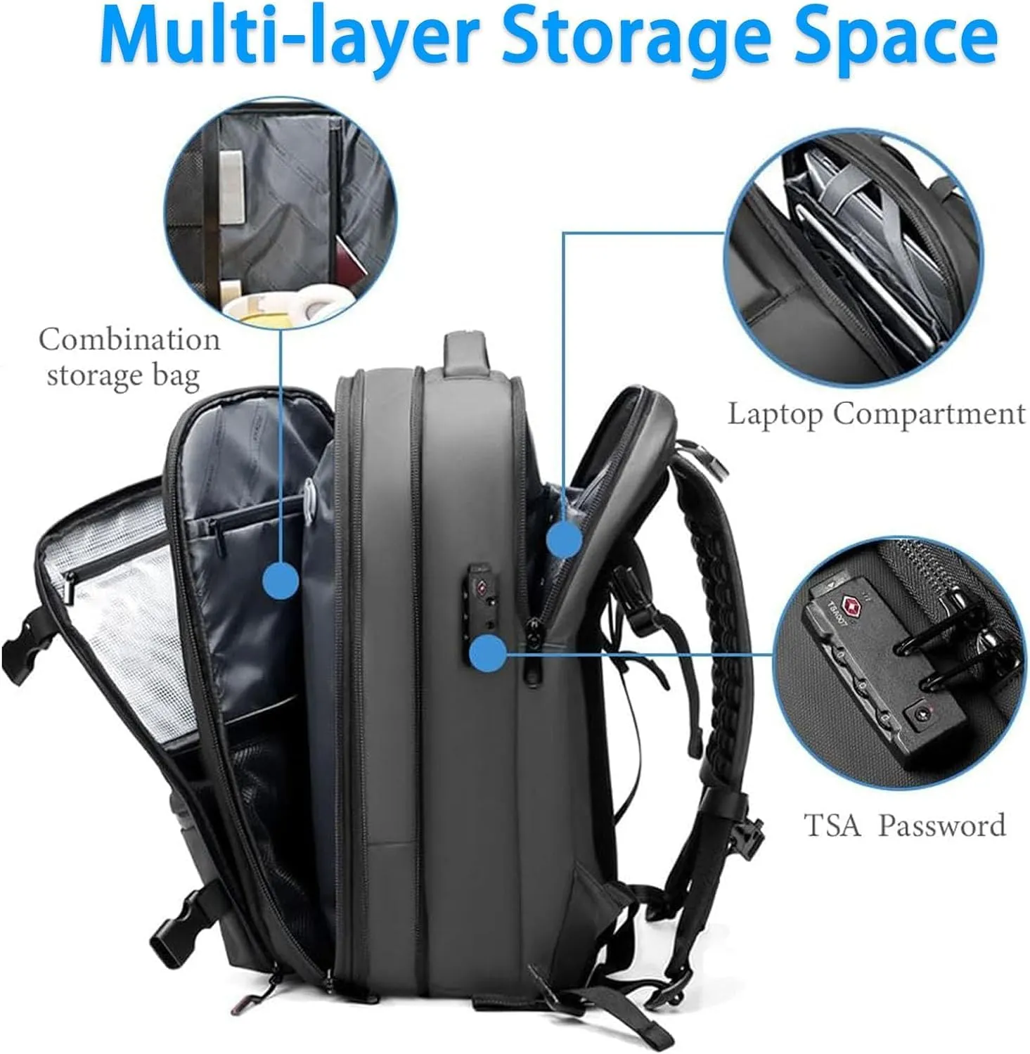 LELEBEAR Go Trend Mart Backpack, Vacpack Backpack Travel, 60L Expandable Travel Backpack Waterproof Vacuum Compression Bag (Gray)