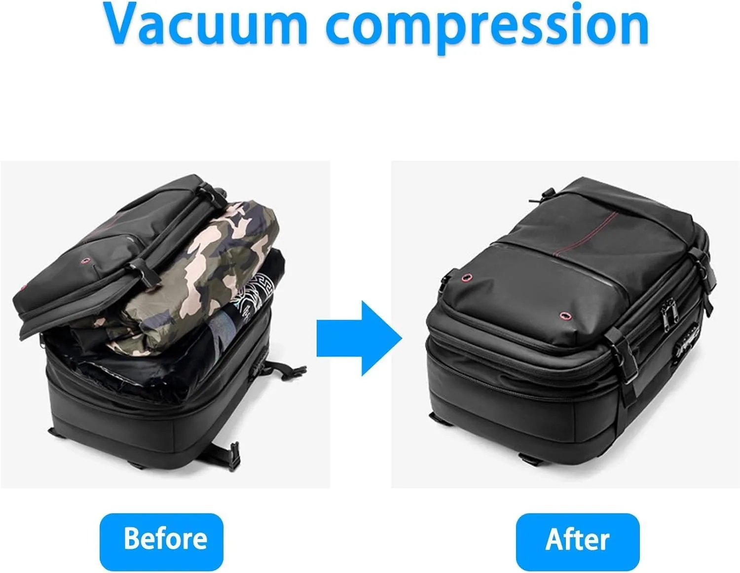LELEBEAR Go Trend Mart Backpack, Vacpack Backpack Travel, 60L Expandable Travel Backpack Waterproof Vacuum Compression Bag (Gray)