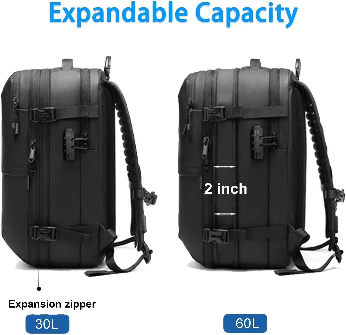 LELEBEAR Go Trend Mart Backpack, Vacpack Backpack Travel, 60L Expandable Travel Backpack Waterproof Vacuum Compression Bag (Gray)