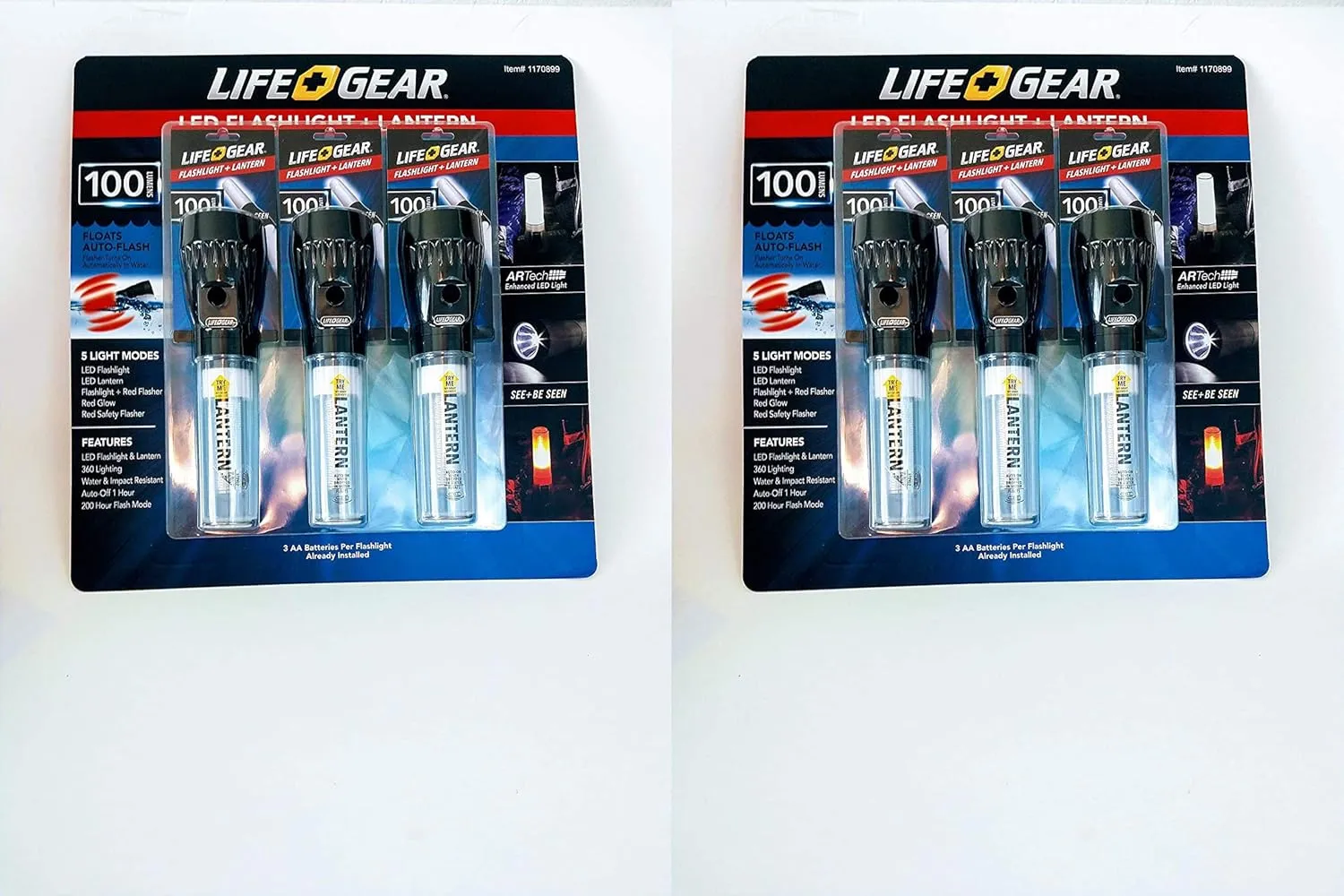 Life Gear LED Flashlight   Lantern 3 Pack 100 Lumens 2 Set (6 Pack)
