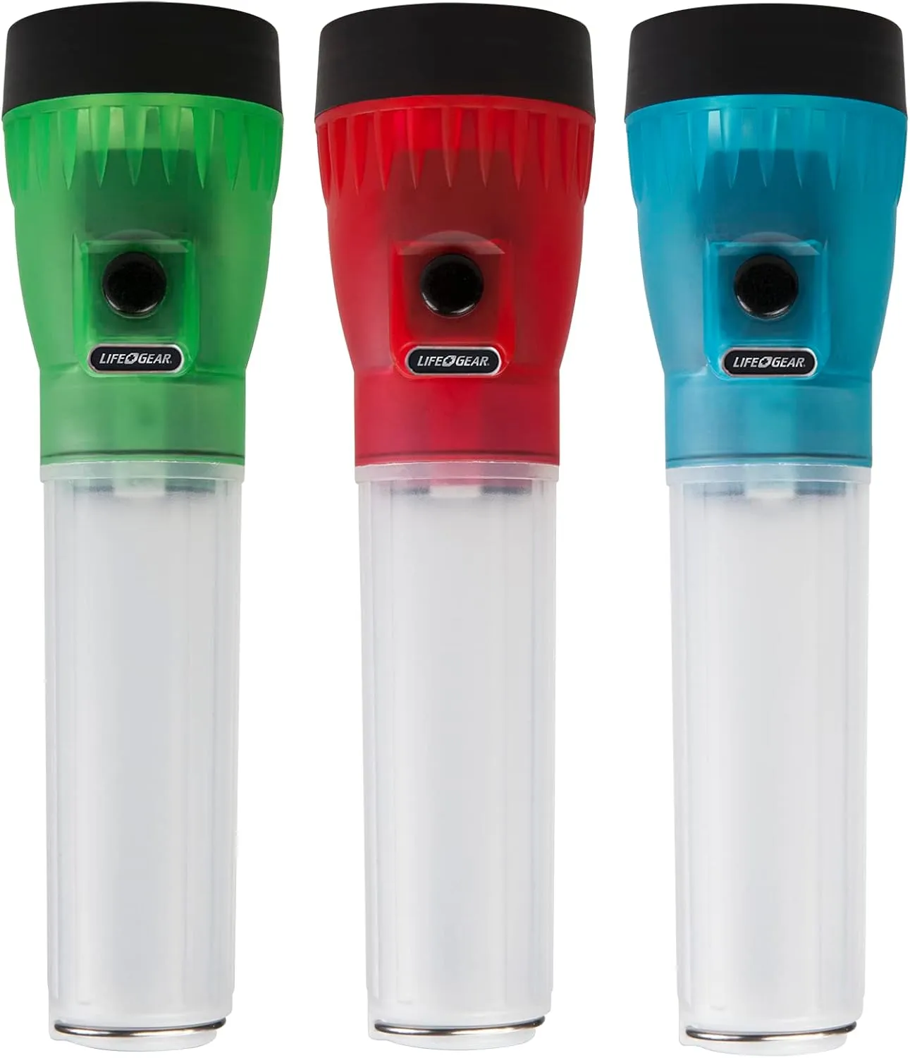 Life Gear LED Flashlight with Glow Handle, Emergency Flasher and Storage Compartment, RED