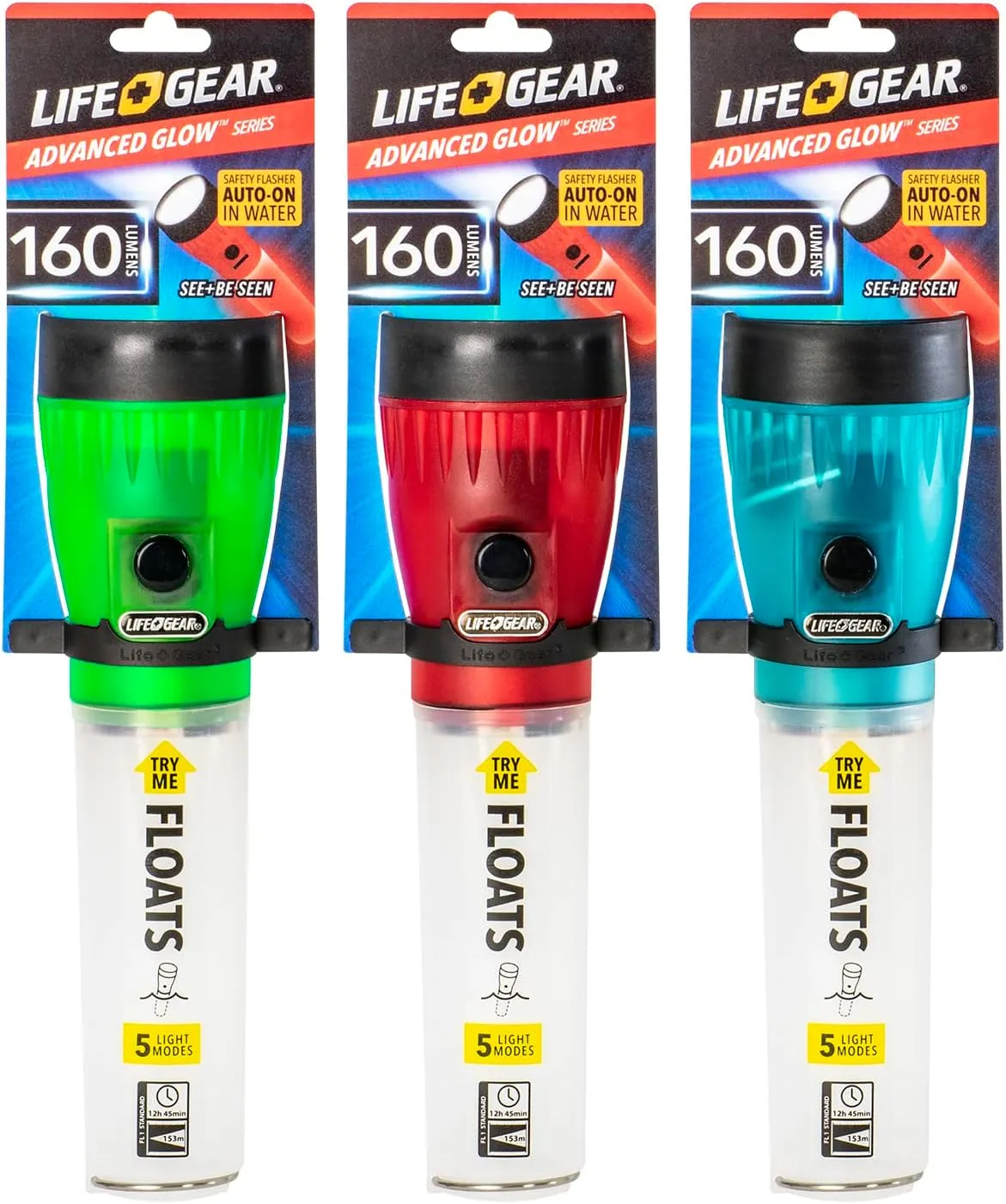 Life Gear LED Flashlight with Glow Handle, Emergency Flasher and Storage Compartment, RED