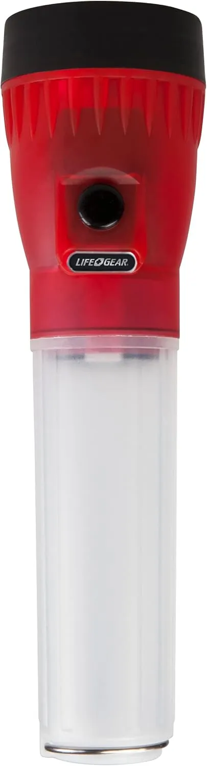 Life Gear LED Flashlight with Glow Handle, Emergency Flasher and Storage Compartment, RED