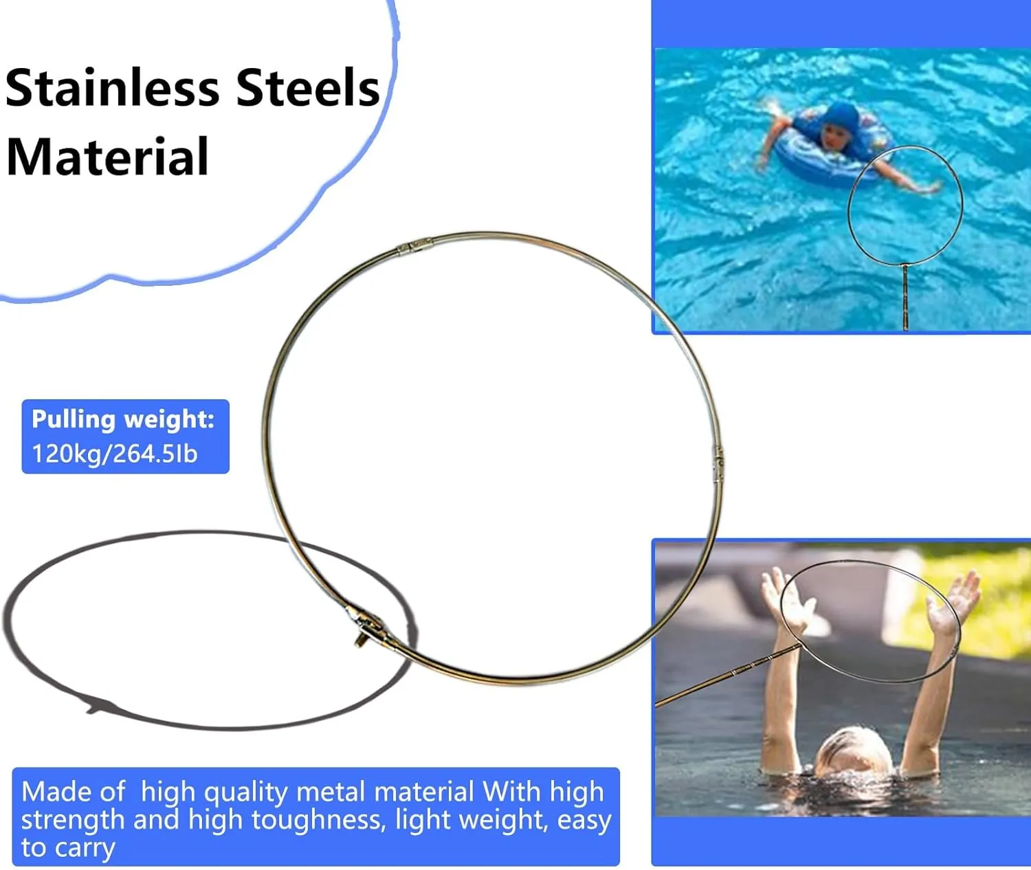 Lifesaving Pole Lightweight Saving Pole Tool with Adjustable Telescopic Pole, Safety Swimming Pool Salvage Rodsfor Water Parks, Special Rescue Pole for Emergency Life Saving(Life hook 5.5m/216.5in tel