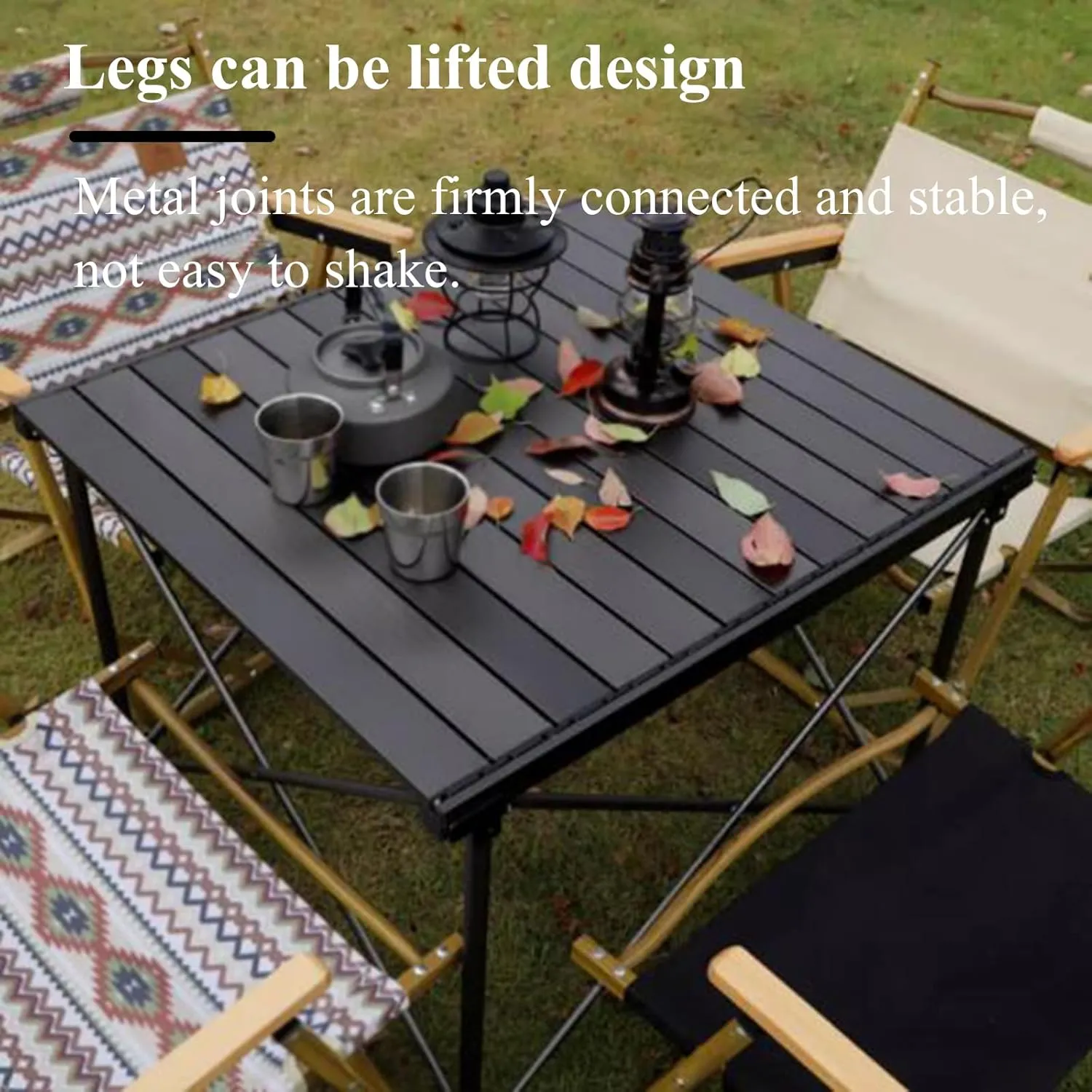 Liftable Camping Table Aluminum Alloy Picnic Table Ultralight Folding Camping Table Roll Up Table Top Multi-Purpose for Camp