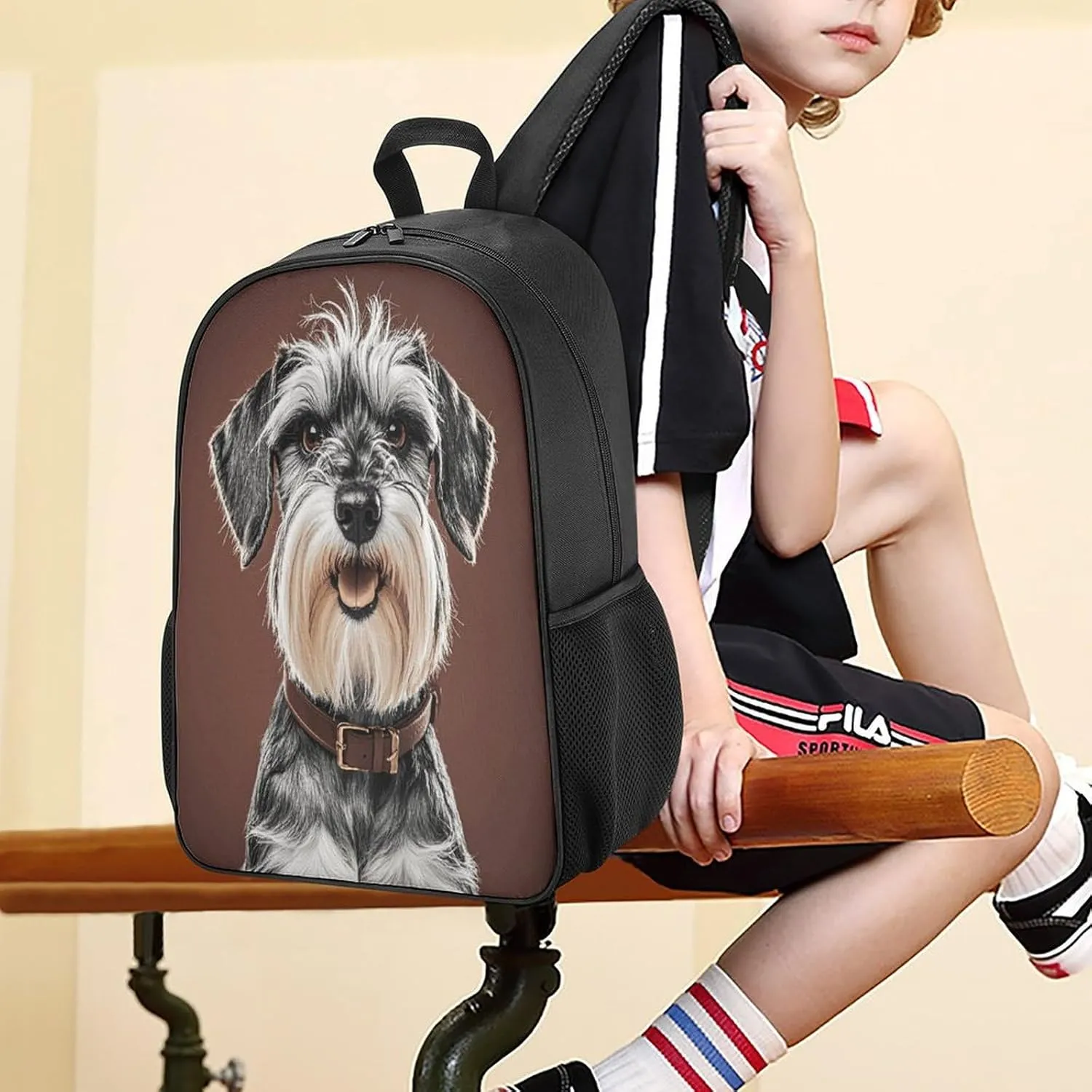 Lightweight Backpacks Cute Travel Bag Durable Adorable Schnauzer Printing Small Travel Backpack For Women & Men