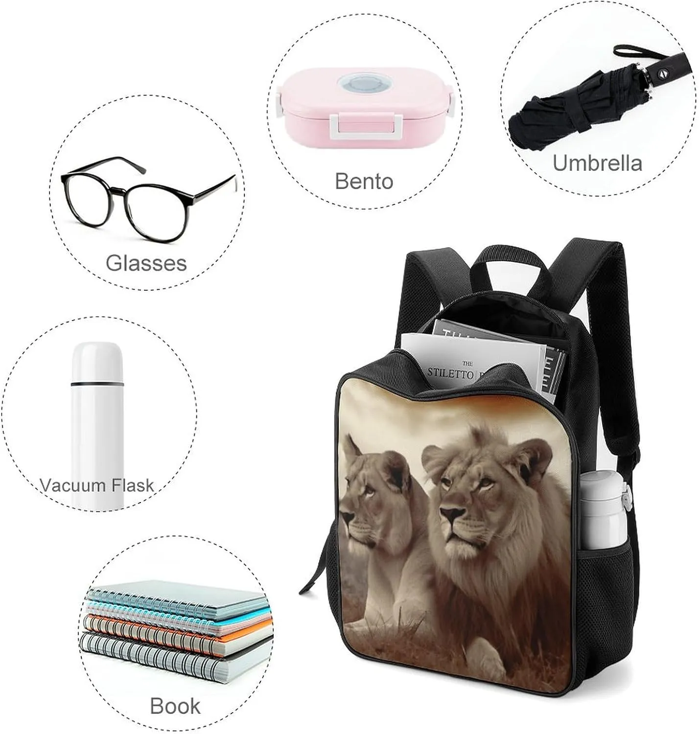 Lightweight Backpacks Cute Travel Bag Durable African Lioness Printing Small Travel Backpack For Women & Men