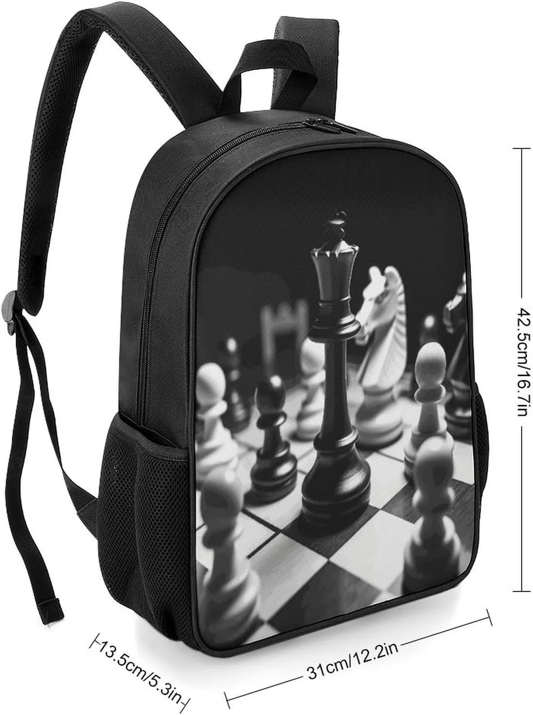 Lightweight Backpacks Cute Travel Bag Durable Black And White Chess Printing Small Travel Backpack For Women & Men