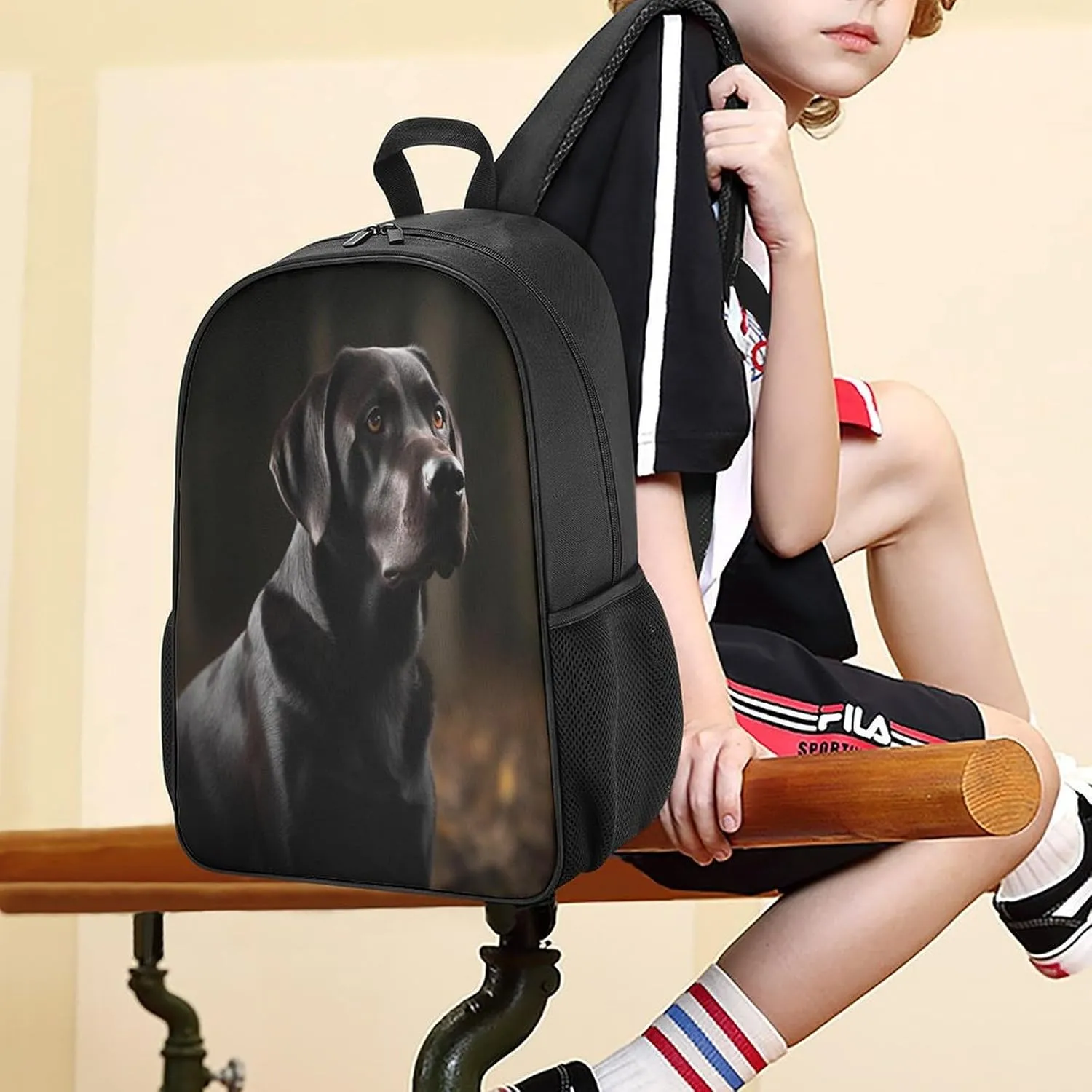 Lightweight Backpacks Cute Travel Bag Durable Black Labrador Printing Small Travel Backpack For Women & Men