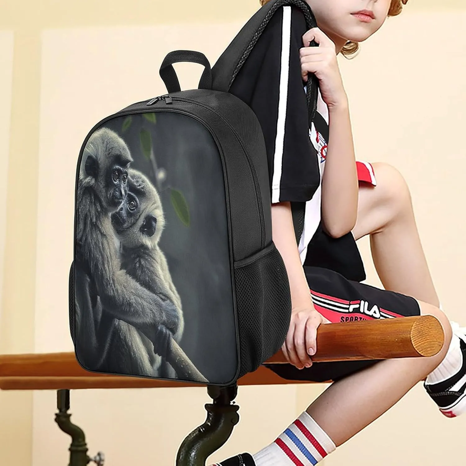 Lightweight Backpacks Cute Travel Bag Durable Black Monkey Printing Small Travel Backpack For Women & Men