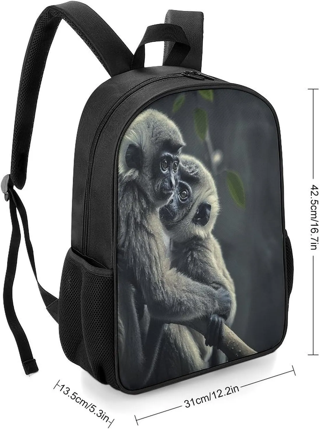 Lightweight Backpacks Cute Travel Bag Durable Black Monkey Printing Small Travel Backpack For Women & Men