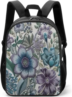 Lightweight Backpacks Cute Travel Bag Durable Blue Purple Flowers Printing Small Travel Backpack For Women & Men