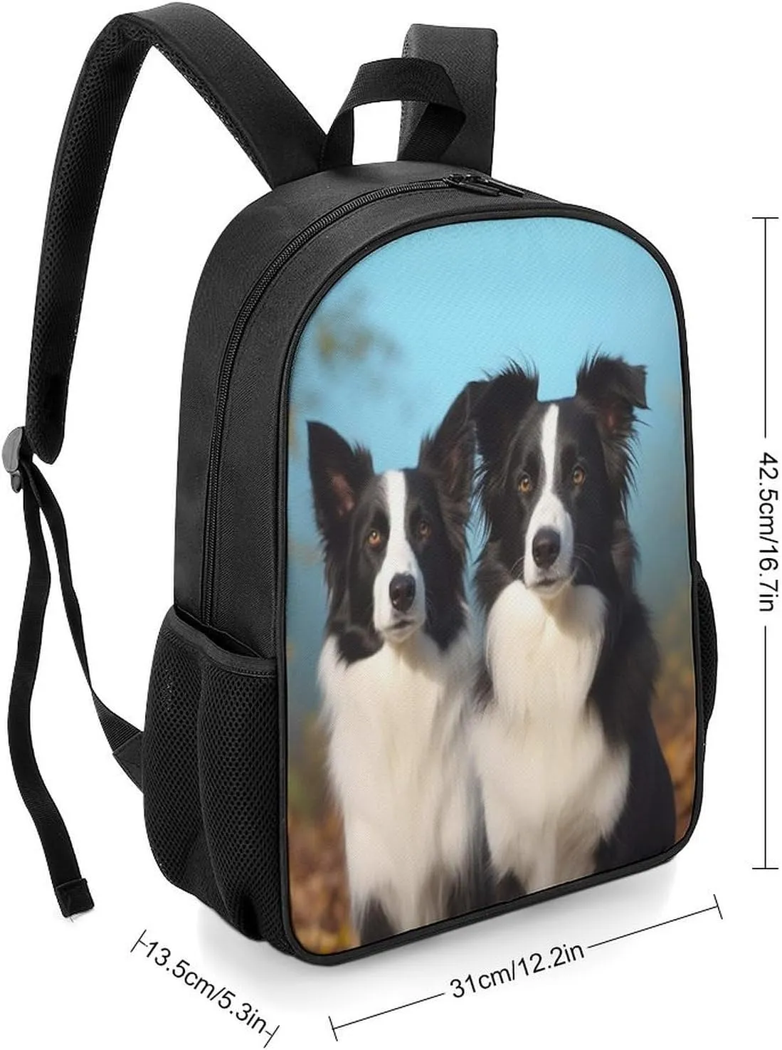 Lightweight Backpacks Cute Travel Bag Durable Border Collie Printing Small Travel Backpack For Women & Men