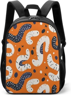 Lightweight Backpacks Cute Travel Bag Durable Cartoon White Worm Printing Small Travel Backpack For Women & Men