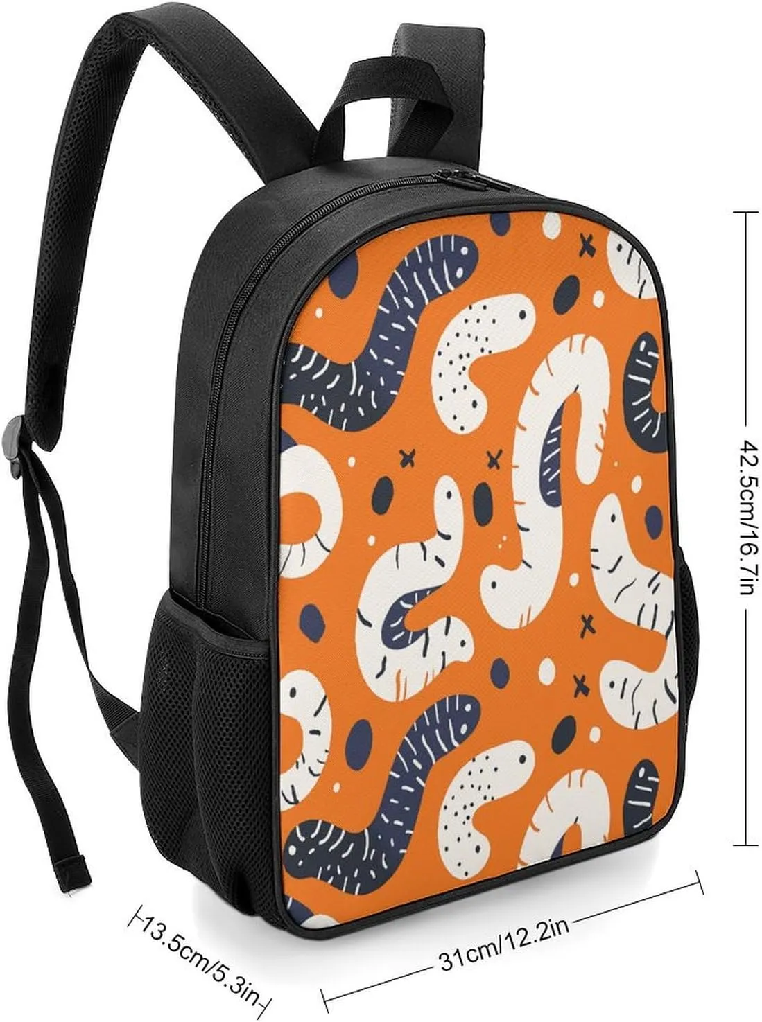 Lightweight Backpacks Cute Travel Bag Durable Cartoon White Worm Printing Small Travel Backpack For Women & Men