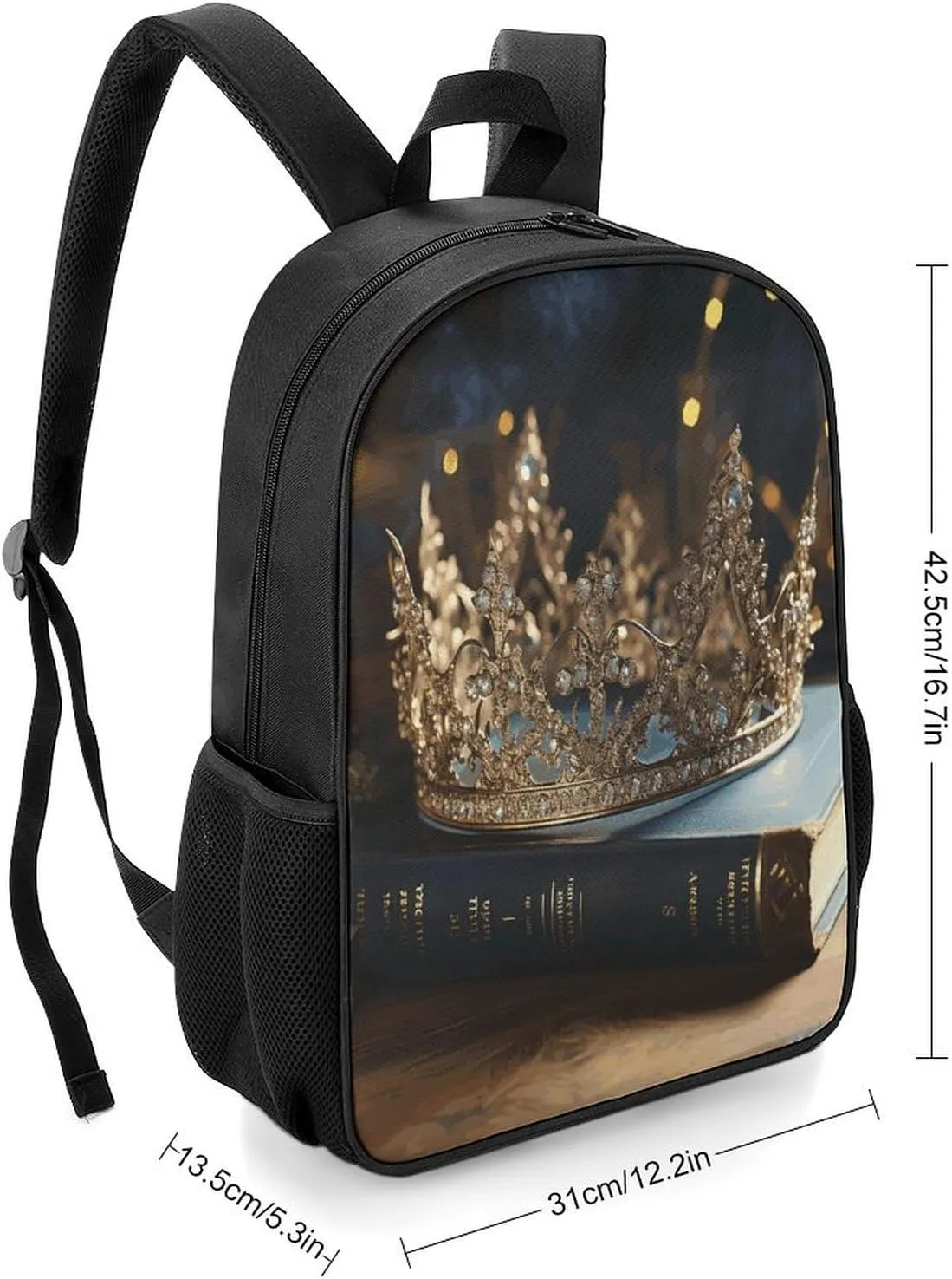Lightweight Backpacks Cute Travel Bag Durable Crown Vintage Book Printing Small Travel Backpack For Women & Men