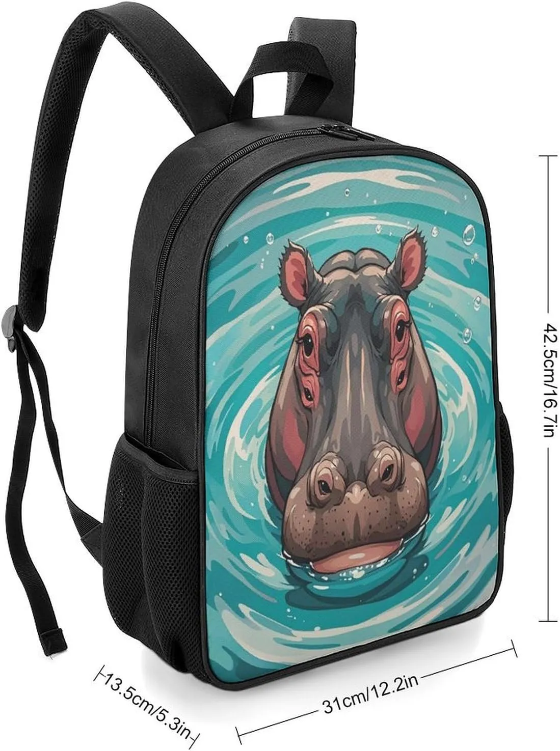 Lightweight Backpacks Cute Travel Bag Durable Cute Hippopotamus Printing Small Travel Backpack For Women & Men