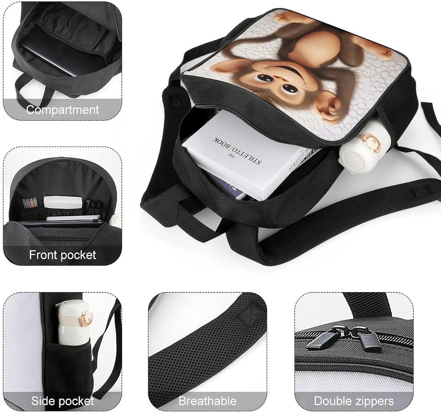Lightweight Backpacks Cute Travel Bag Durable Cute Monkey Printing Small Travel Backpack For Women & Men