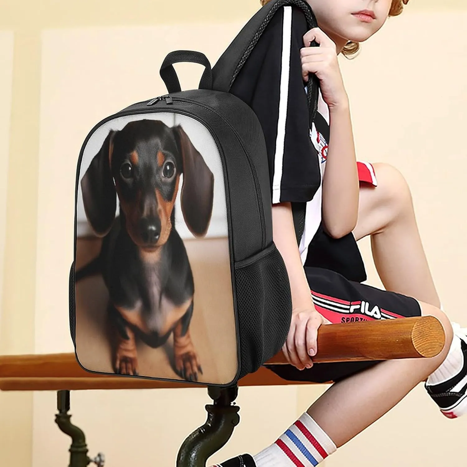 Lightweight Backpacks Cute Travel Bag Durable Cute Wiener Sausage Dog Printing Small Travel Backpack For Women & Men