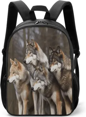 Lightweight Backpacks Cute Travel Bag Durable Different Colored Wolves Printing Small Travel Backpack For Women & Men