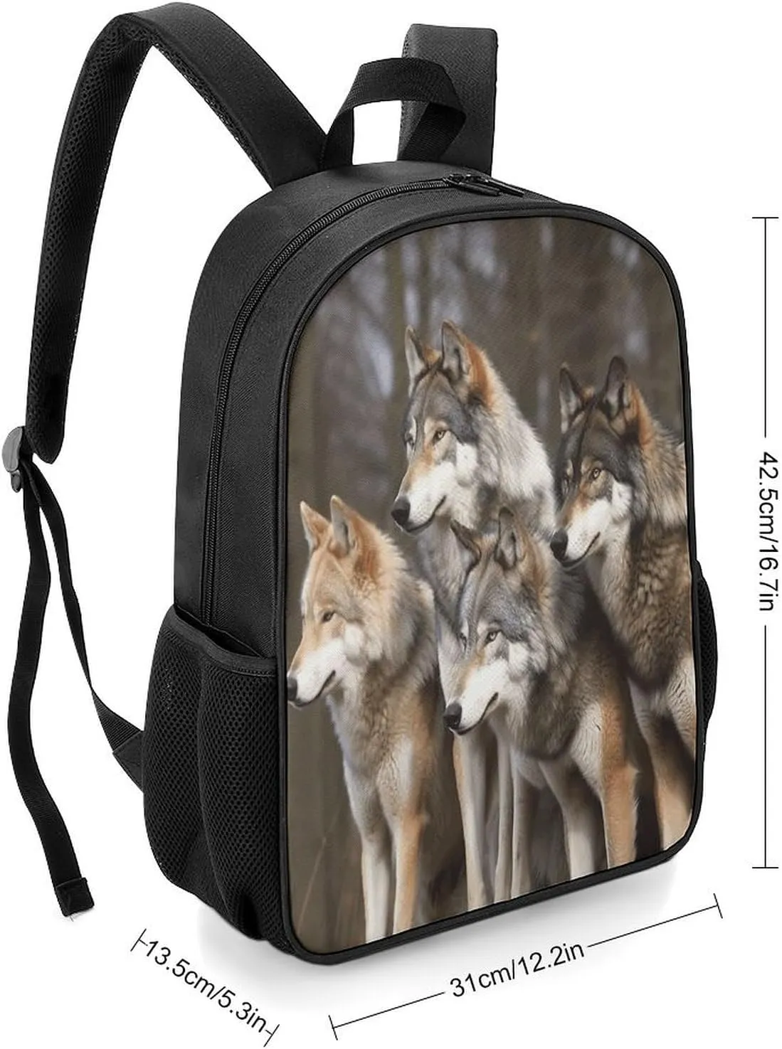Lightweight Backpacks Cute Travel Bag Durable Different Colored Wolves Printing Small Travel Backpack For Women & Men