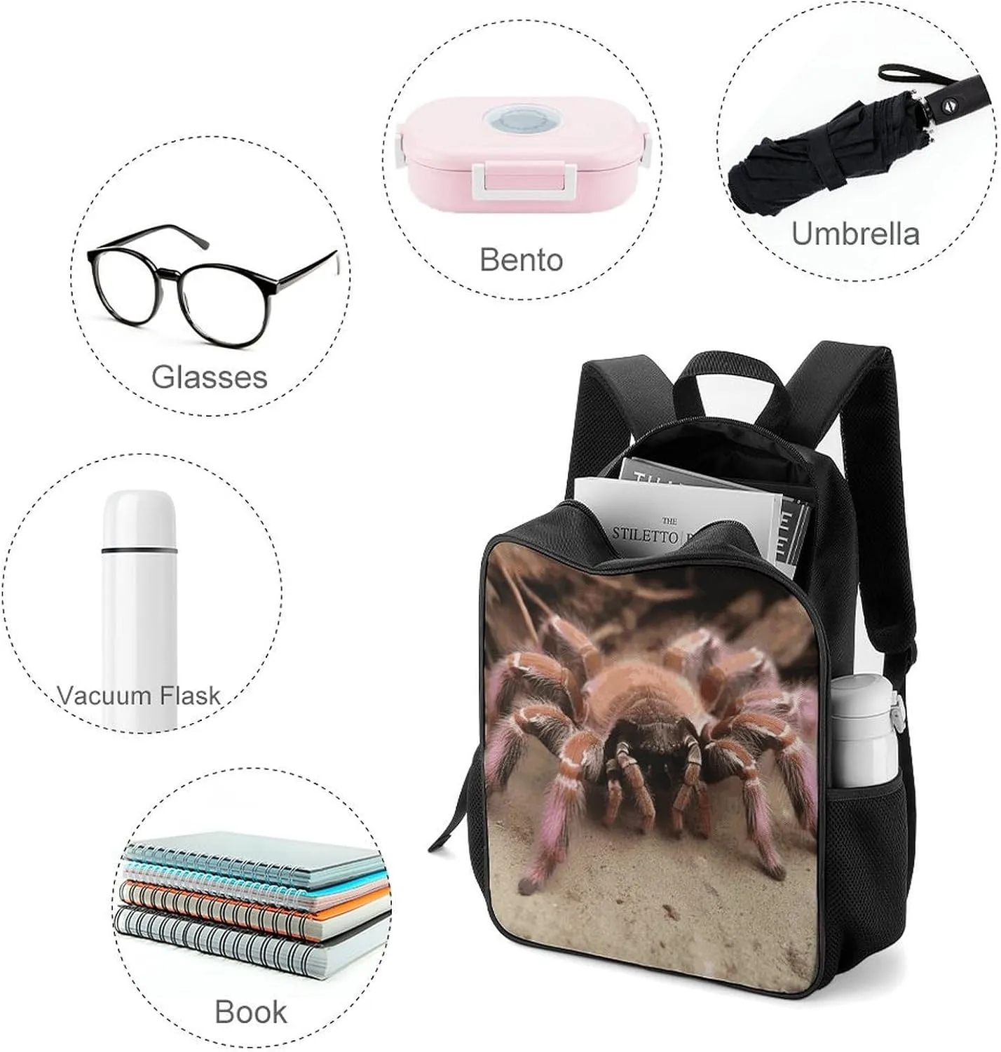 Lightweight Backpacks Cute Travel Bag Durable Large Mexican Pink Tarantula Printing Small Travel Backpack For Women & Men