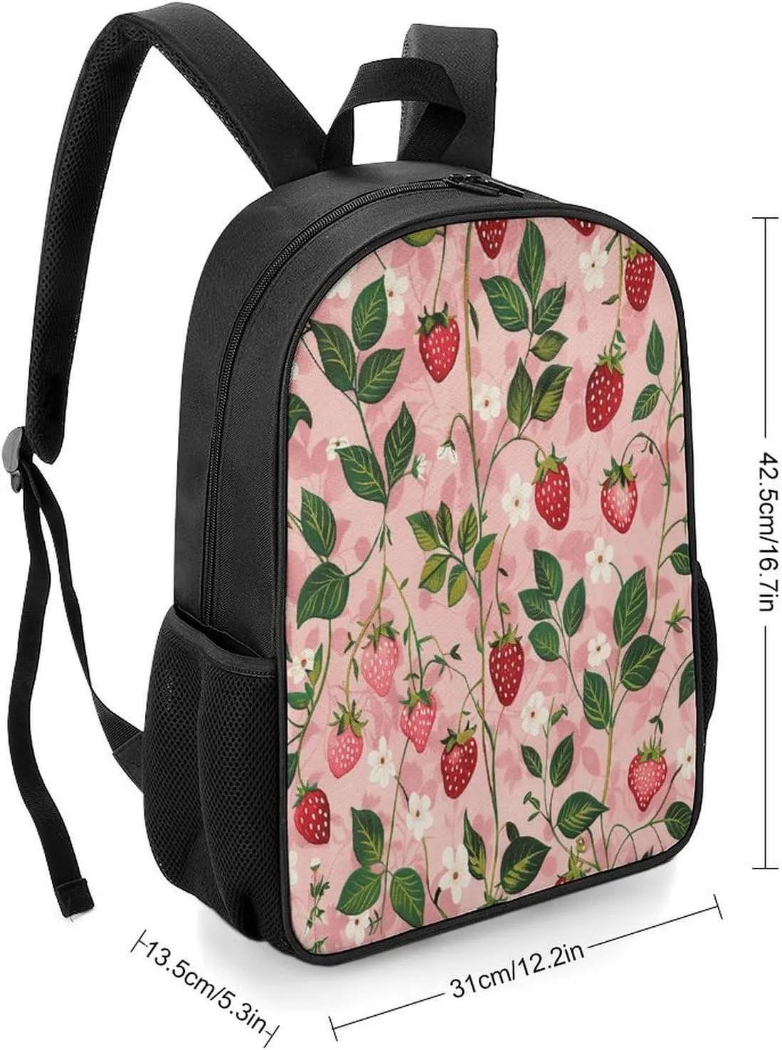 Lightweight Backpacks Cute Travel Bag Durable Peach Strawberry Print Printing Small Travel Backpack For Women & Men